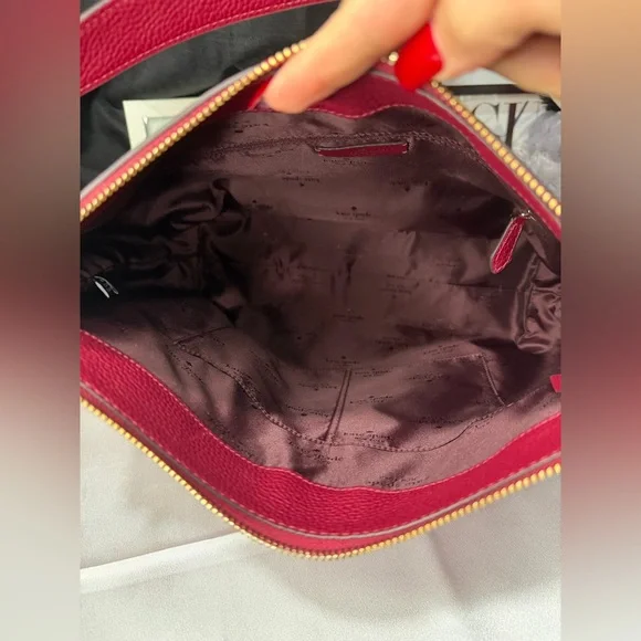 Kate Spade pebbled leather burgundy tote bag - Picture 6 of 15